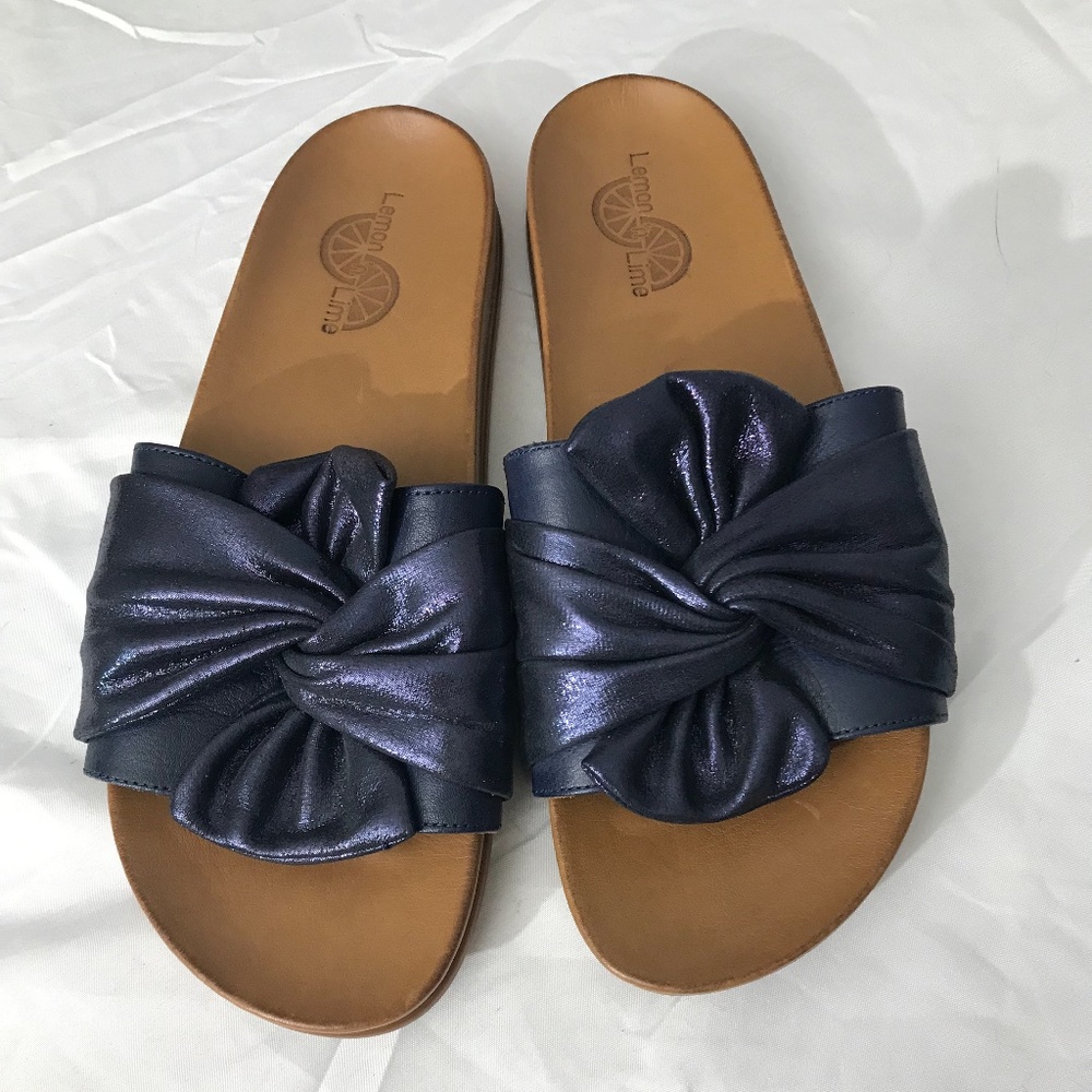 Lemon n Lime Buttery Soft Leather Slides size 42